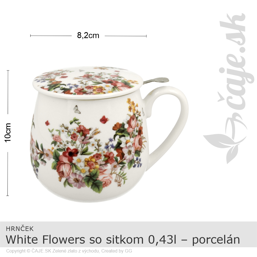 HRNČEK White Flowers so sitkom 0,43l – porcelán – darčeková krabička