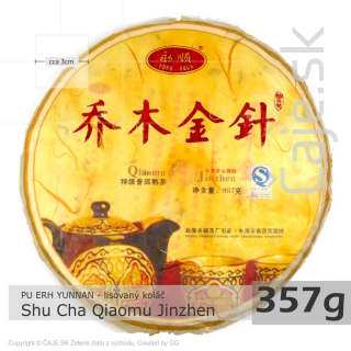 PU ERH Yunnan Shu Cha Qiaomu Jinzhen Golden Cup (357g) – lisovaný koláč