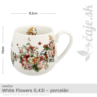 HRNČEK White Flowers 0,43l – porcelán – darčeková krabička